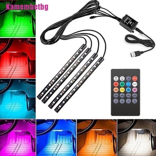 [Kamembetbg] แถบไฟ Led 12 ดวง RGB ชาร์จ USB สําหรับตกแต่งภายในรถยนต์ 4 ชิ้น