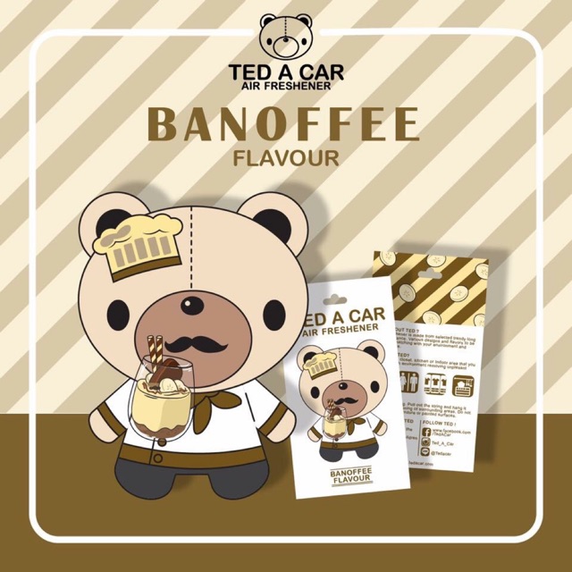 🐻TED A CAR กลิ่น Banoffee 🍨ขนมบานอฟฟี่ /แผ่นน้ำหอมปรับอากาศ