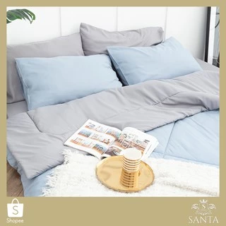 SANTA ชุด ผ้าปูที่นอน ผ้าห่ม ผ้านวม สีฟ้า สีเทาอ่อน