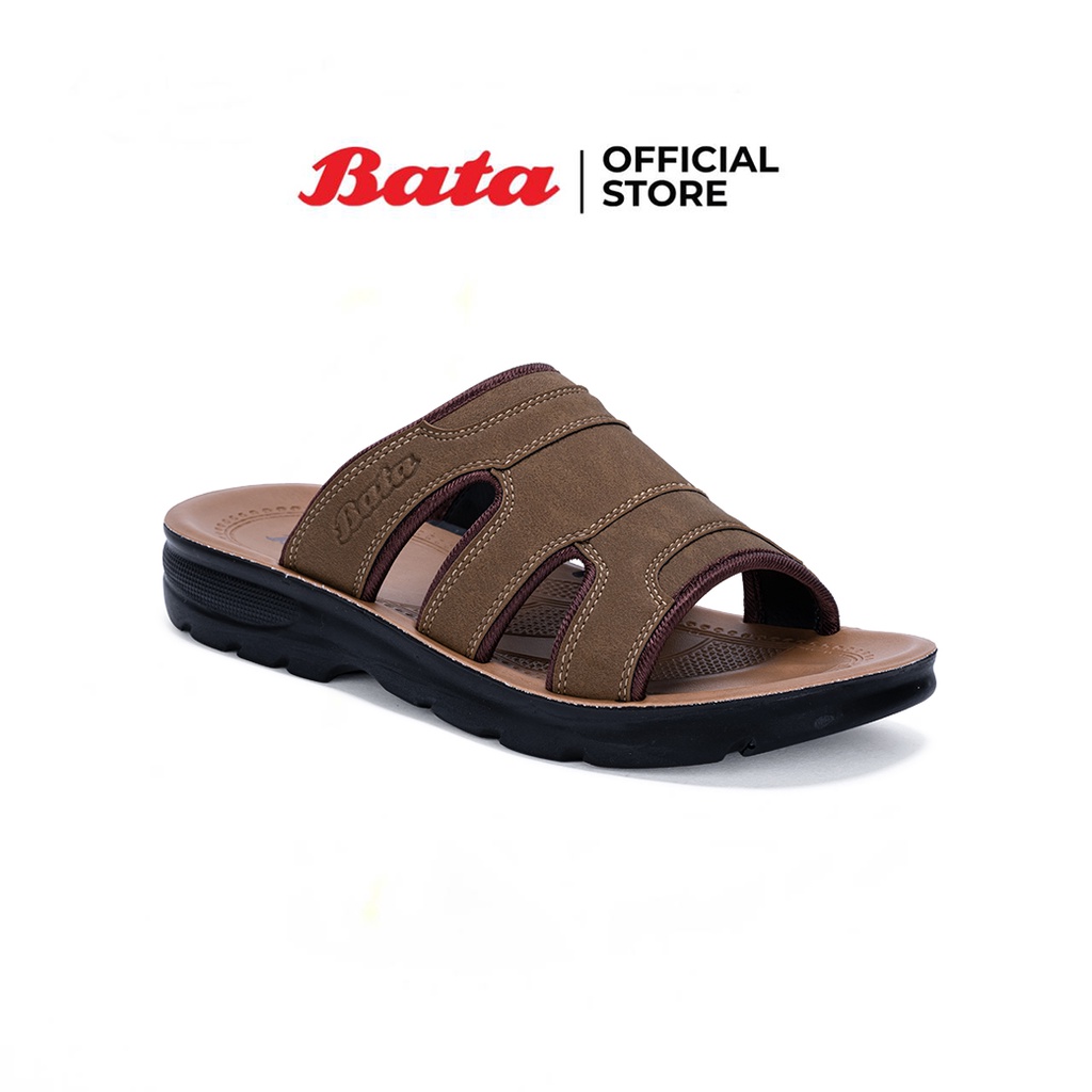Bata บาจา รองเท้าแตะลำลอง หนัง PU สวมใส่ง่าย ไม่ลื่น รองรับน้ำหนักเท้าได้ดี  สำหรับผู้ชาย รุ่น Fame สีน้ำตาล 8614505