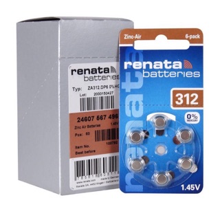 ถ่านกระดุม ถ่านเครื่องช่วยฟังคนหูตึง Renata ZA 312 PR41 - 1.45V ฟัง Made In Germany