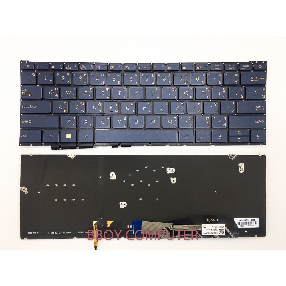 ASUS Keyboard คีย์บอร์ด ASUS Zenbook UX390UA สีดำ มี Backlite ไทย-อังกฤษ