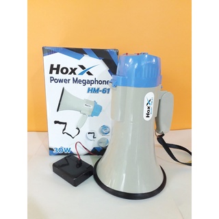 โทรโข่ง HOXX HM-61 ขนาด 6 นิ้ว สีน้ำเงิน 30W มีไซเรน อัดเสียงได้ Megaphone   รหัสสินค้า: HM-61 แบตเตอรี่ชาร์จไฟได้