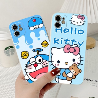 เคสด้านตรง Huawei Y5 2018 Y7 Pro Y9 Prime 2019 Y5P Y6P Y7P Y6S ปลอกซิลิโคนอ่อนนุ่ม โดเรมอนกับฮัลโหลคิตตี้