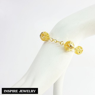 Inspire Jewelry ,สร้อยข้อมืองานDesign  ลายลูกบอลทำลาย สวยหรู หุ้มทองแท้ 100% 24K  พร้อมถุงกำมะหยี่