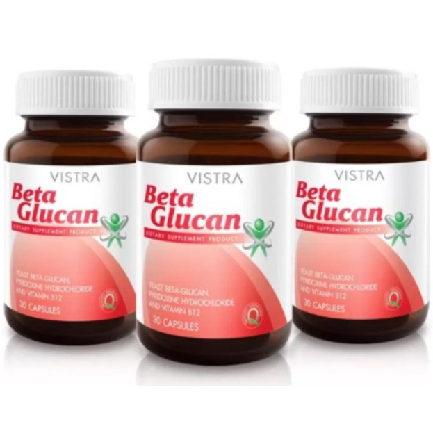 VISTRA Beta Glucan (30 แคปซูล) ผลิตภัณฑ์อาหารเสริมวิสทร้า เบต้ากลูแคน 3 ขวด