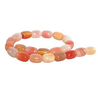 ลูกปัดหินแท้เม็ดทรงไข่ หินโมรา (Agate) 13x18 mm - (LZ-0342 สีส้ม)