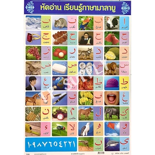 โปสเตอร์ หัดอ่านเรียนรู้ภาษามาลายู PV086 โปสเตอร์ภาษามาลายู โปสเตอร์พลาสติก ภาษามาลายู