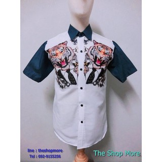 เสื้อเชิ๊ต Top of the poppp แขนสั้นยีนส์