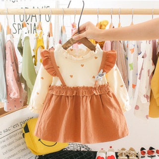 👗เอี๊ยมกระโปรง เสื้อแขนยาว👗 เดรสกระโปรง เดรสน่ารัก