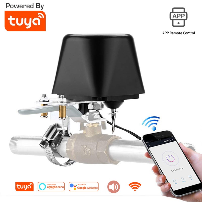 Alexa Google Assistant วาล์วควบคุมด้วยเสียง Tuya Smart WiFi Gas Water Valve ปิดอัตโนมัติ WiFi ควบคุม