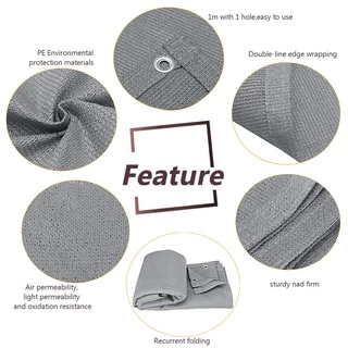 【Gift Cable Tie】ม่านบังแดด PE ตาข่ายสีเทาสําหรับระเบียงระเบียงบ้าน