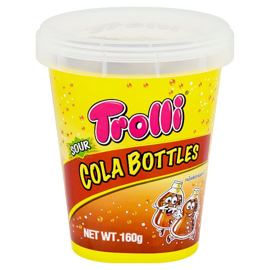 ✨ขายดี✨ ทรอลลี่ ซาวร์ โคล่า บอทเทิลส์ วุ้นเจลาตินสำเร็จรูปกลิ่นโคล่า รสเปรี้ยว รูปขวดโคล่า 160กรัม Trolli Sour Cola Bott