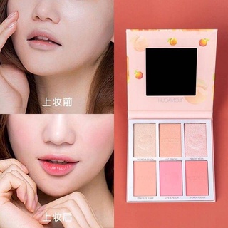 ปัดแก้ม+ไฮไลท์ HUDAVIOJI BELLINI 6 COLOR BLUSHER&amp;HIGHLIGHTER PALETTE