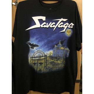 เสื้อยืดผ้าฝ้ายพิมพ์ลายคลาสสิก วงร้อคเก่า Savatage Size XXL