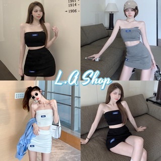 L.A SHOP พร้อมส่ง เซ็ทเกาะอกไหมพรม+กระโปรง เท่สไตล์​เกาหลี​มาก (11201)