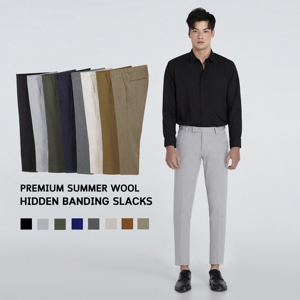[มี 7 สี]กางเกง Slacks เอวยืดได้ Hidden Banding Premium DANDY COsmo