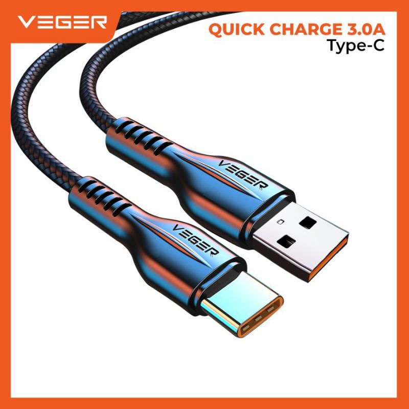 สายเคเบิลข้อมูล VEGER USB TYPE C ชาร์จเร็ว