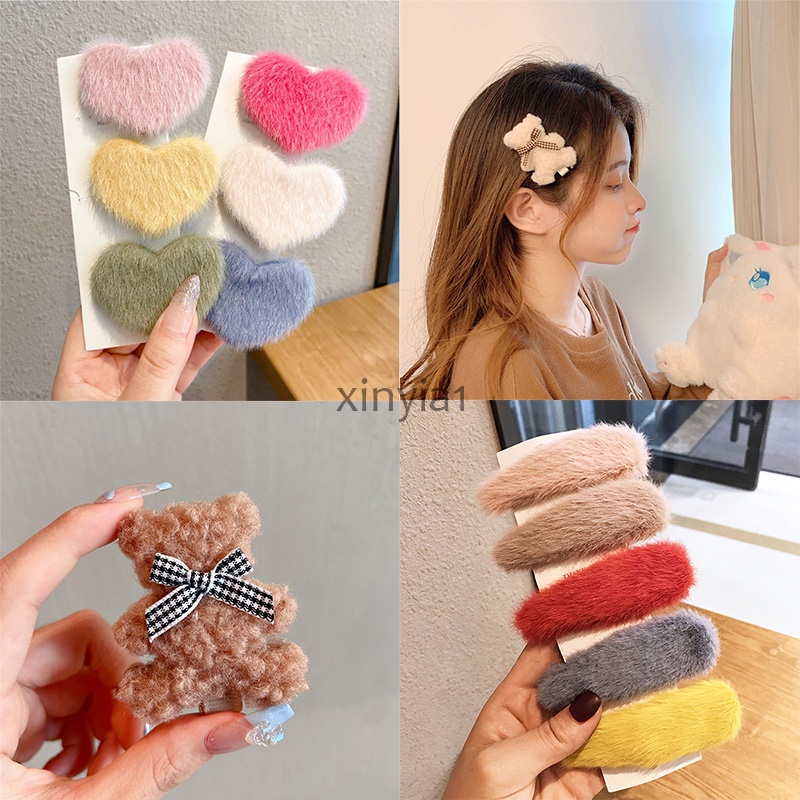 XINYIA เกาหลี กิ๊บติดผมผ้ากำมะหยี่สีแดงของ Girl ins ของขวัญเสริม