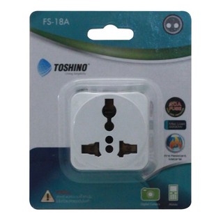 🔥HOT🔥 ปลั๊กแปลง 2 ขากลม มีฟิวส์ โตชิโน รุ่น FS-18A Adaptor 2 Pin Round Plug With Fuse Toshino Model FS-18A