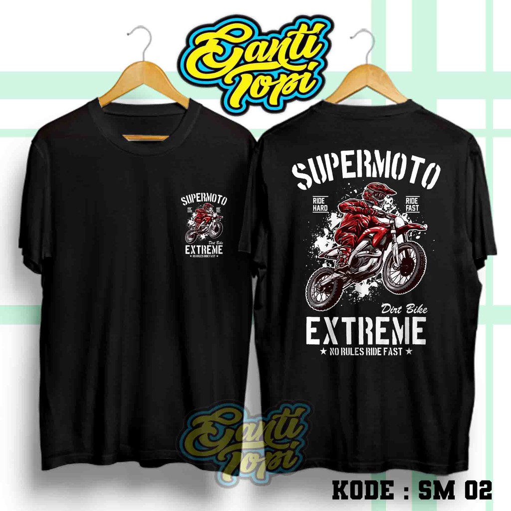 เสื้อยืด SUPERMOTO ล่าสุด CODE SM 02 - เสื้อยืด Motocross Trail - ผ้าฝ้าย 100% Combed 30s