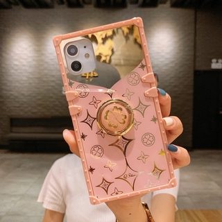 เคสโทรศัพท์สีชมพูลายดอกไม้หรูหราพร้อมที่จับแหวนสำหรับ VIVO Y51 Y31 Y20s Y20 Y12s Y50 Y30 Y1s Y17 Y15 Y12 Y11 Y91c Y95 Y93 Y91 Y81 Y71 Y65 Y83 Y19