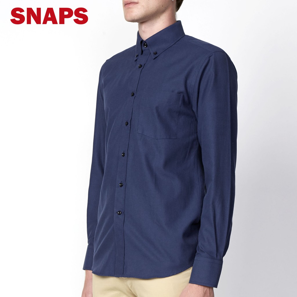 UrbanSNAPS Oxford Slimfit Long-Sleeve Navy Shirt (เสื้อเชิ๊ตสีน้ำเงิน ผ้าอ๊อกฟอร์ดแขนยาว) (OXF002NV)