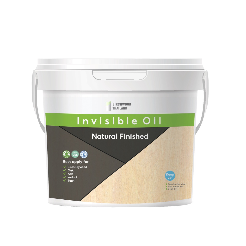 Invisible Oil 2.5L สีเคลือบผิวไม้สูตรน้ำ สีธรรมชาติ โชว์ลายไม้ สีไม่เปลี่ยน Birchwood Thailand