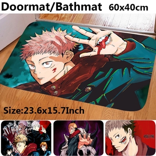 New Japanese Anime Jujutsu Kaisen 呪术回戦 Pattern Print Doormats Rectangle Non-Slip Doormat Bedroom Kitchen Entrance Print Floor Mat Doormats 60x40CM