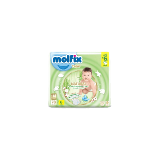 Molfix กางเกงผ้าอ้อมเด็กโมลฟิกซ์ เนเชอรัล เทป M 78+6 ชิ้น