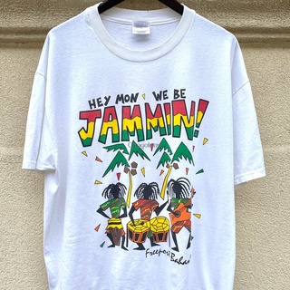 ผ้าฝ้ายคอกลมเสื้อยืด Bahamas Rasta Jammin สไตล์วินเทจ 90Sfrom S-4XL