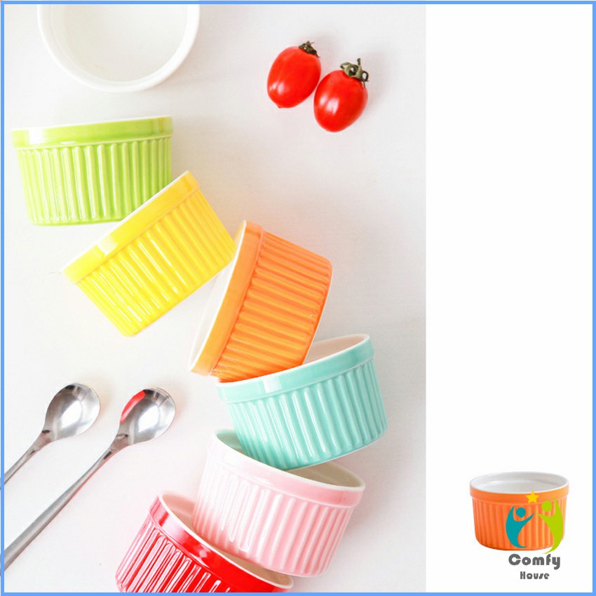 Comfy ถ้วยพุดดิ้ง สีสันแคนดี้ ชามเซรามิค ทนต่ออุณหภูมิสูง Baking mold - รูปที่ 4