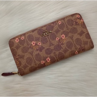 NEW IN!! COACH ACCORDION ZIP WALLET IN SIGNATURE CANVAS WITH FLORAL BOW PRINT