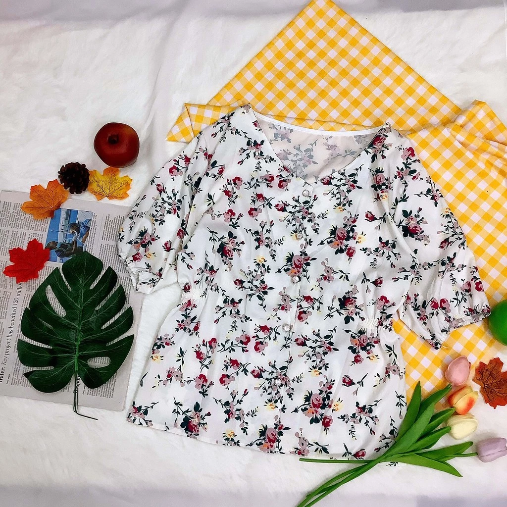 เสื้อเชิ้ตผญ เเฟชั่นเกาหลี เเขนสั้นผญ เเฟชั่นผญ เสื้อลายดอก227# thumbnail 6