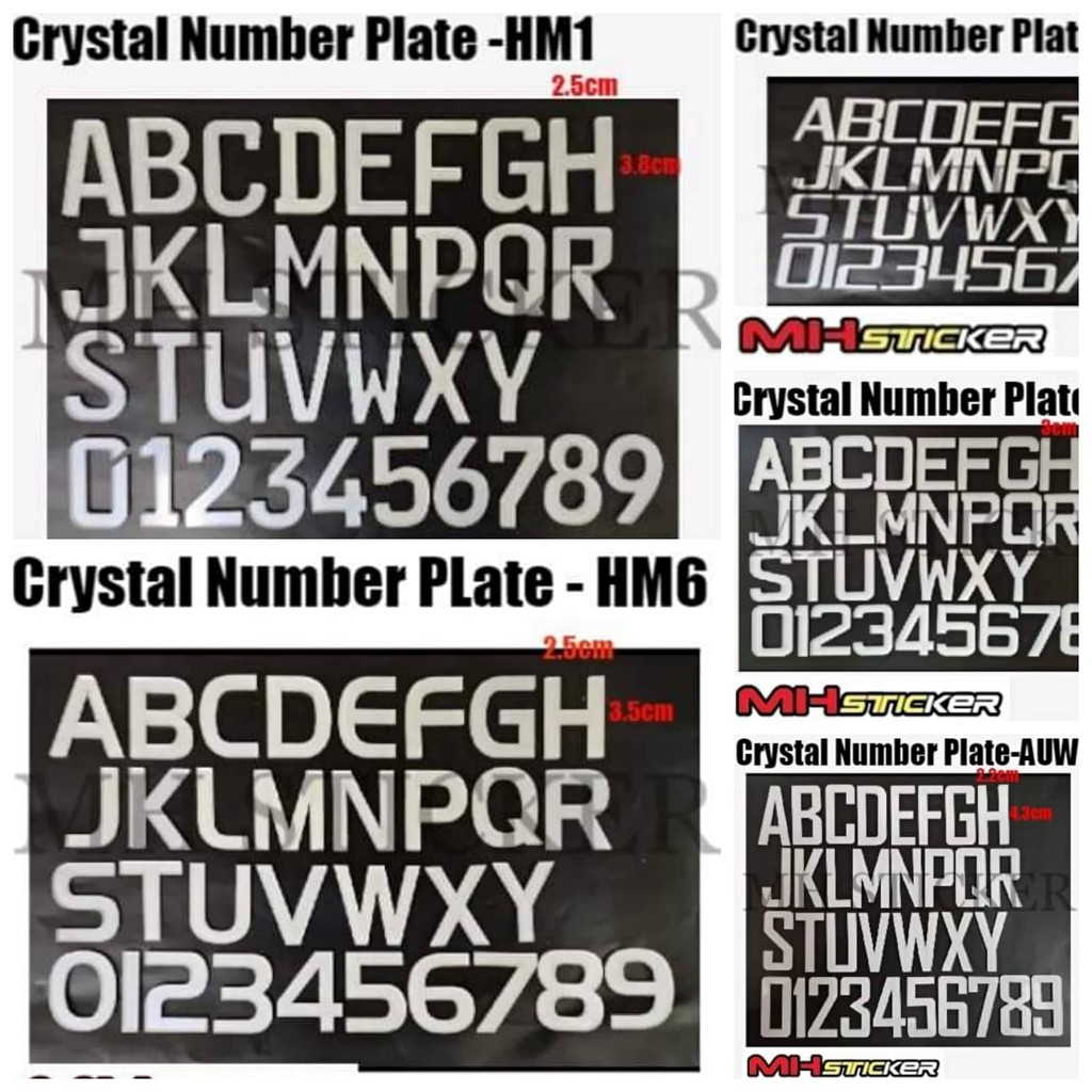 Motosiklal Kristal Fancy Plat Nombor (HM1/HM6/HM3/C2/AUW) จํานวนแผ่นแฟนซีคริสตัลมอเตอร์จักรยาน (HM1/