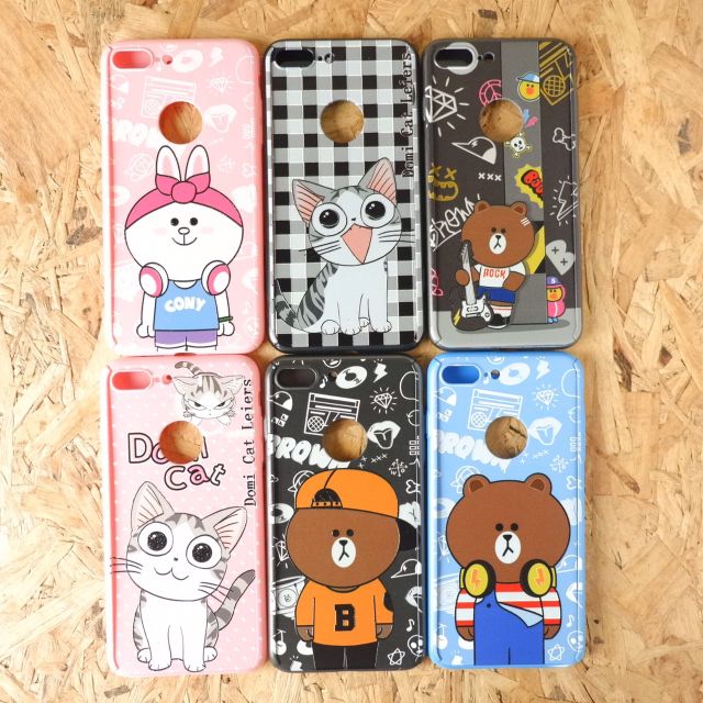 I7plus/8plus เคสประกบ 360 การ์ตูน+ฟิล์มกระจก iphone 7 plus/8plus เคสเดียวกัน