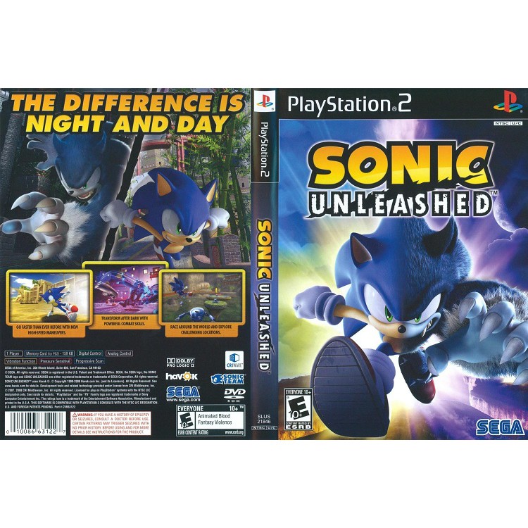 SONIC UNLEASHED [PS2 US : DVD5 1 Disc]