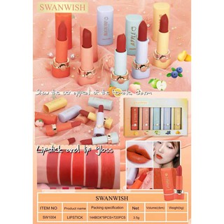 SW1004 ลิปสติก SWANWISH ลิปติก1กล่องมี5สี ลิปติกกลิ่นผลไม้🍑 ลิปสติก ลิปกลอสสีสวยแซ่บมากๆ 🍊💋ลิปกลอสลิปใสลิปกลอส