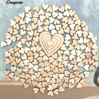 Gregorio 100Pcs 4Sizes ไม้ผสมไม้ Love Love หัวใจจัดงานแต่งงานโต๊ะ Scatter ประดับ DIY Craft