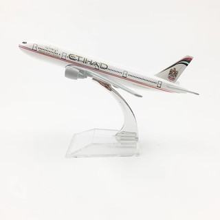 [16cm] โมเดลเครื่องบิน Etihad 777 (Aircraft Metal Model) วัสดุทำจากเหล็ก มีล้อ พร้อมฐาน ของเล่น ของสะสม เสริมฮวงจุ้ย