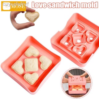 ▪Bento Box Sandwich Cutter and Sealer with 4 Heart and 1 Square Shapes Biscuit Dumpling Crust Cutter for Cooking