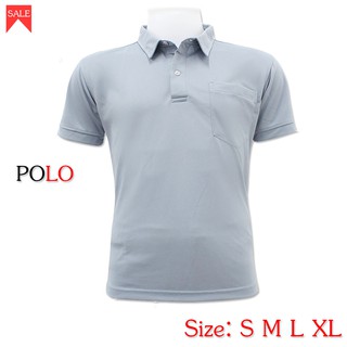 POLO เสื้อโปโลแขนสั้น คอปก มีกระเป๋าผ้าฝ้าย เซท 1 ตัว สีเทา