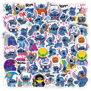 พร้อมส่งการ์ตูน สติช Stitch sticker สติกเกอร์กันน้ำรูปแบบที่แตกต่างกัน  สเก็ตบอร์ด 50 ชิ้น