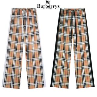 Burberry ของแท้ 100% กางเกงขากว้าง ทรงตรง ลําลอง อเนกประสงค์ สีตัดกัน แฟชั่นคู่รัก สไตล์คลาสสิก สําหรับผู้หญิง