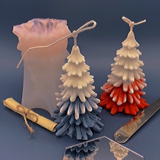 SIY  Coniferous Christmas Tree Candle Epoxy Resin Mold Xmas Cedar Pine Tree Aromatherapy Ornaments Silicone Mould DIY Crafts Wax Plaster Home Decorations Casting Tools