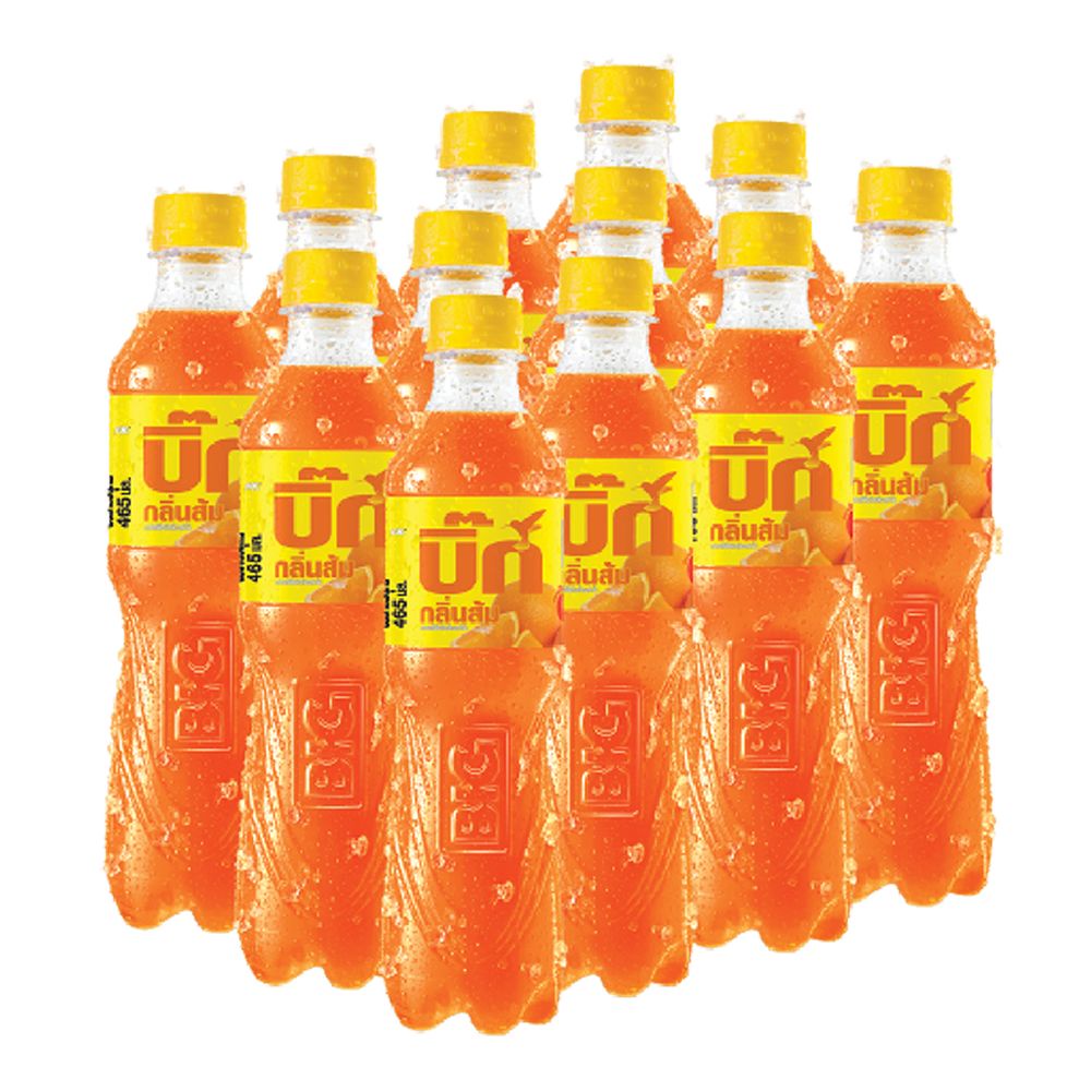 โปรโมชัน! อาเจ บิ๊ก น้ำอัดลม กลิ่นส้ม 465 มล. แพ็ค 12 ขวด AJE Big Soft Drink Orange 465 ml x 12 Bott