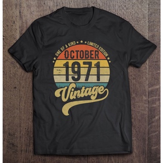 เสื้อยืด พิมพ์ลาย Reto Vintage 49Th Birthday Tee Born In October 1971 Ver2 สําหรับผู้ชาย