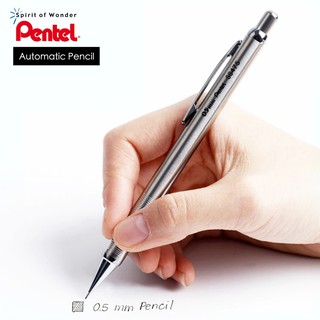 Pentel ดินสอกด เก็บหัวได้ เพนเทล ด้ามโลหะสีเงิน 0.5mm SS475