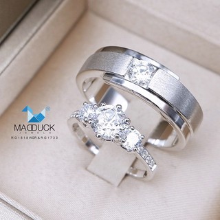 Madduckjewels แหวนเงินแท้ เพชร CZ ชุบโรเดียม RG1818WGR-RG1733