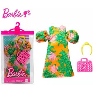 ชุดเดรสแขนพัฟ แฟชั่น สําหรับตุ๊กตาบาร์บี้ HBV32 Barbie Fashion Pack With Tropical Dress Puff Sleeve